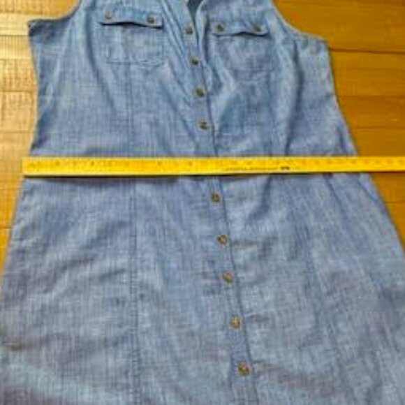 Talbots Chambray Denim Shirt Dress Sleeveless Button Front Belted Women’s 16 - Picture 8 of 11